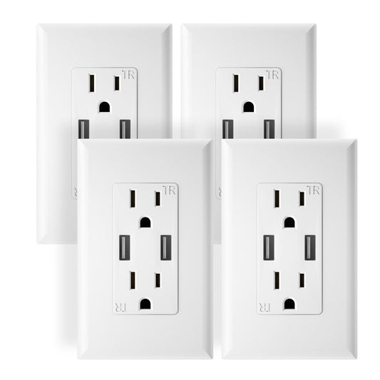 Outlet with USB Wall Charger 4 Pack