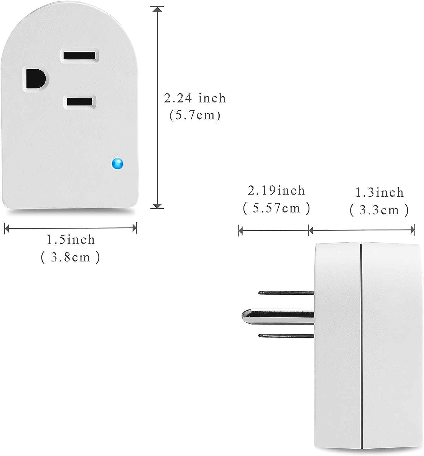 Grounded Outlet Wall Tap Adapter 2Pack